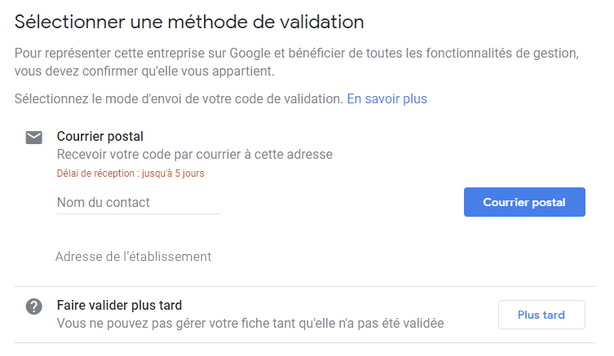validation compte Google My Business