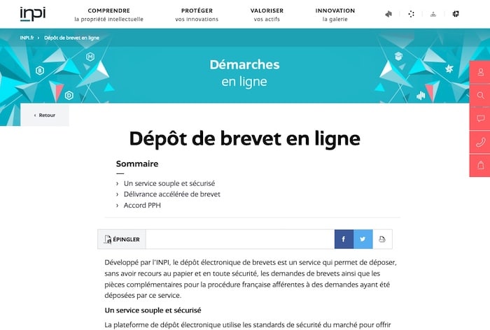 dépôt de brevet en ligne avec l'INPI