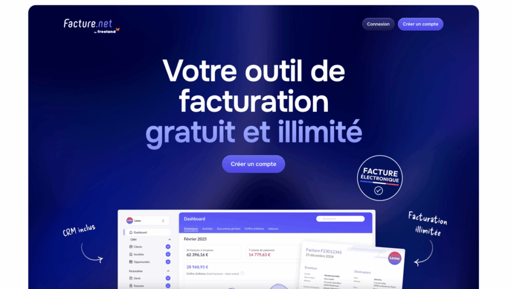 Facture.net, logiciel de facturation et CRM gratuit