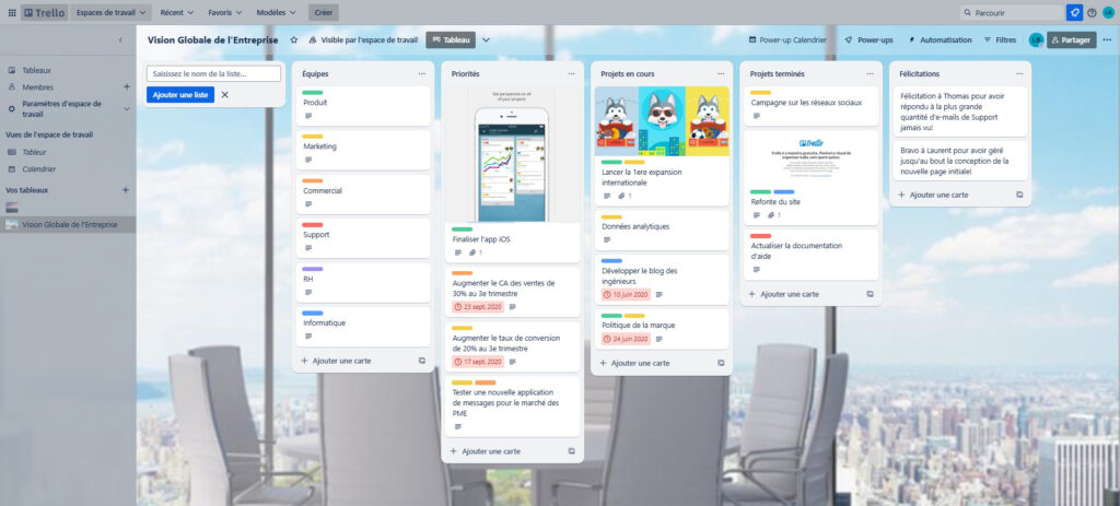 Très efficace pour la gestion de projet, Trello est un des meilleurs logiciels pour micro-entreprise