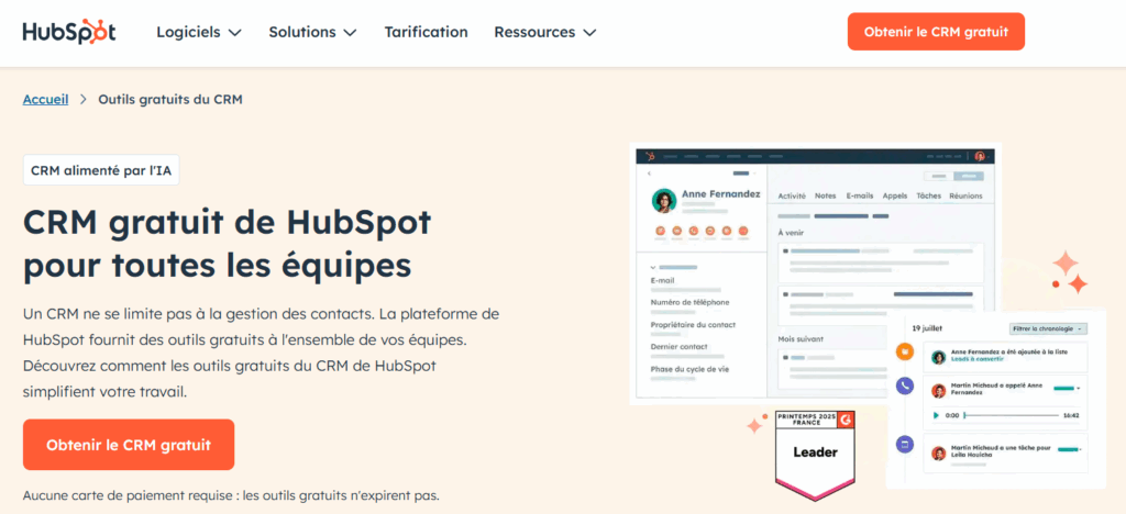 CRM gratuit Hubspot