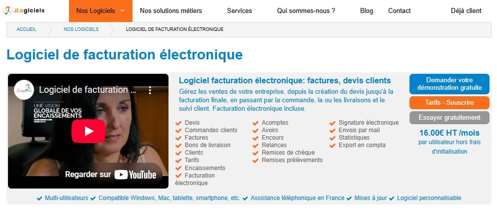 Outil de facturation électronique JLogiciels