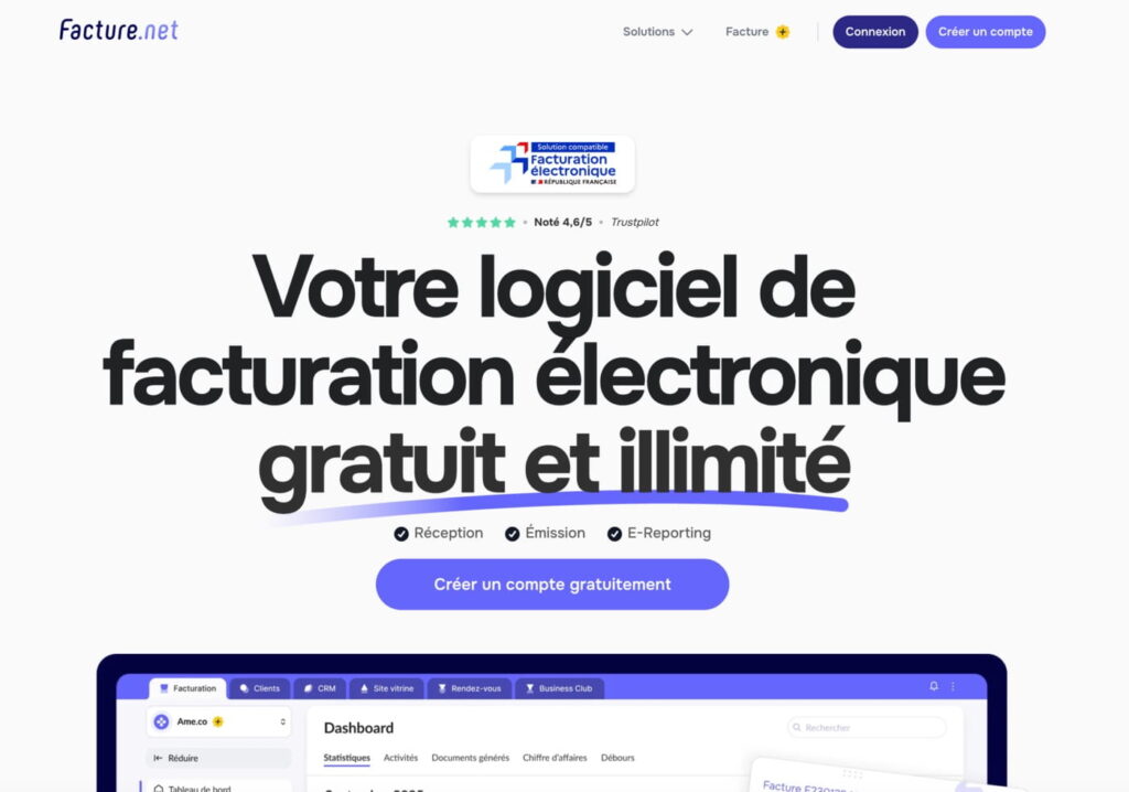 Facture.net, logiciel de facturation et CRM gratuit